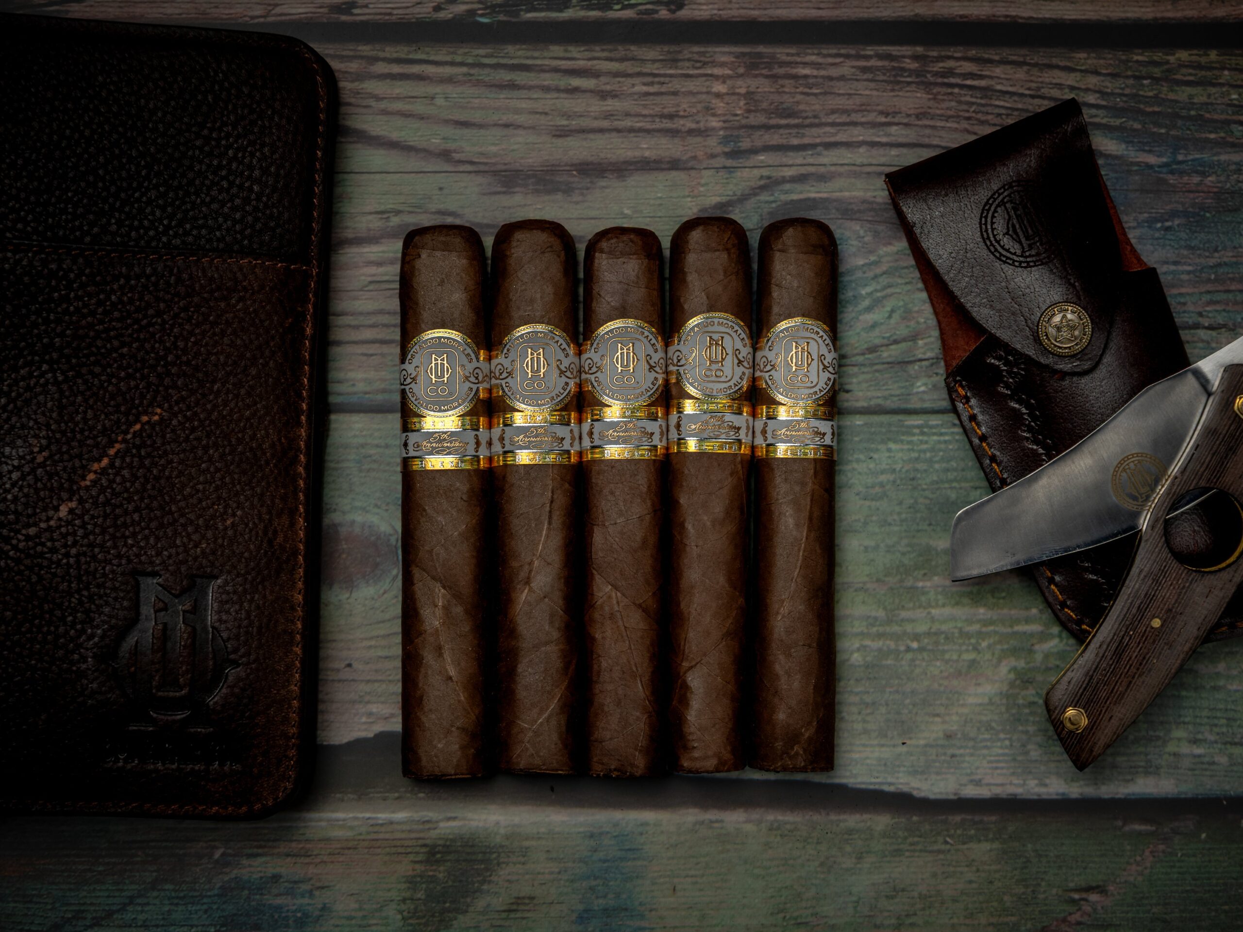 O.M Cigar Leather Cigar Case | O.M. Cigars accessory O.M Cigar Leather Cigar Case shown in an O.M. accessory display