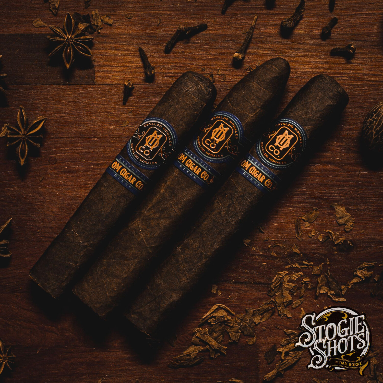Essential Blend No. 4 box-pressed cigar | O.M. Cigars sampler Essential Blend No. 4 box-pressed cigar laid out for cigar comparison at O.M. Cigars